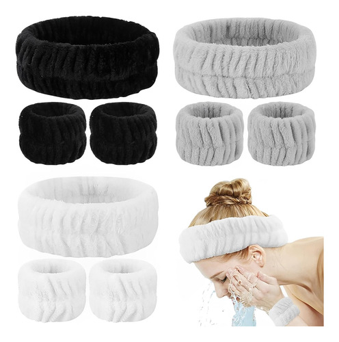 9pcs Spa Diadema Y Muñequera Set, 3 Piezas Maquillaje ...