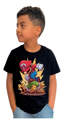 Camiseta Infantil Mario E Koopa Tartaruga Jogo Mario Bros
