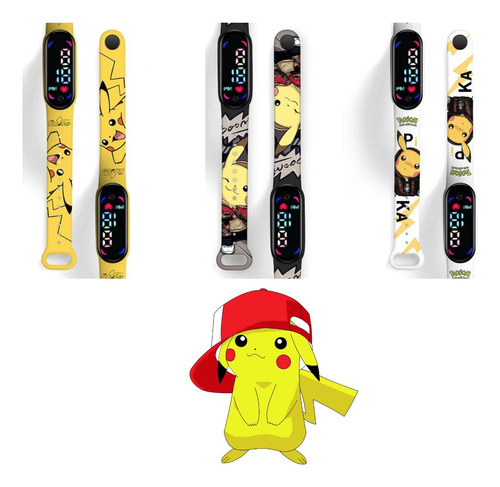 Relógio Digital Led Infantil Pikachu Pokémon - 3 Modelos