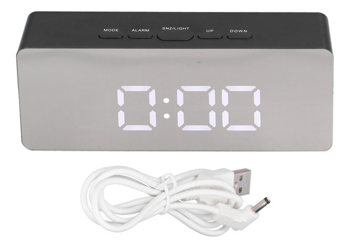 Reloj De Mesa Led Con Espejo Con Alarma Rectangular Digital