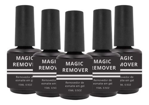 Kit 5 Magic Remover Removedor Em Gel Unha Nail Designer