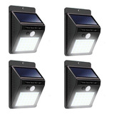 4 Lámparas Solar De 30 Leds Sensor Movimiento  Color Durante La Noche La Lámpara Permanece Encendida Con Luz Tenue Hasta Que El Sensor Detecta El Movimiento Cercano.