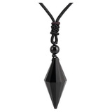 Collar De Obsidiana Negra Con Colgante De Piedra Natural