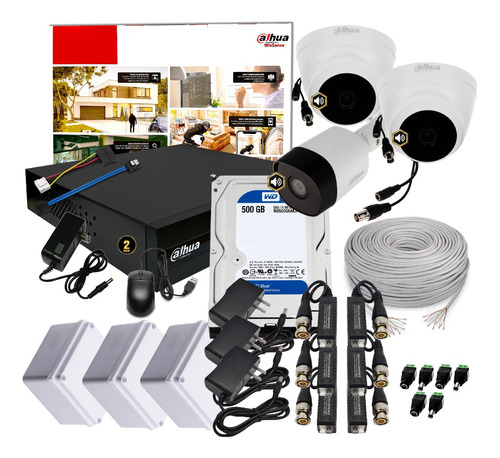 Cámaras De Seguridad Cctv Kit 4 Dahua 1080p + 3 Audio + D500