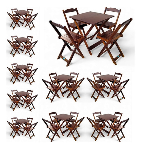 Kit 10  Conjunto De Mesas Com Cadeiras Dobráveis Para Bar 