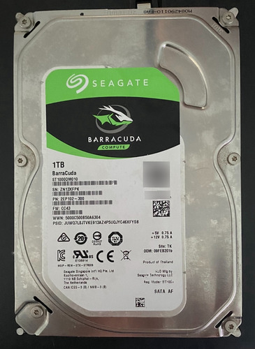 Disco Rígido Seagate Barracuda 1tb 3,5  7200rmp Sata3 64mb