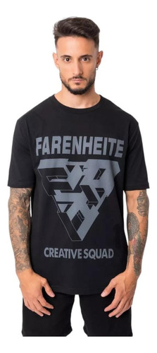 Remera Hombre Oversize Farenheite Cread Negra