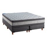 Sommier Americana Topacio Espuma Marfil Plus Queen De 190cmx160cm  Gris Y Blanco Con Base Dividida