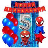 Decoración Spiderman Sencilla Azul Rojo Cortina Globos