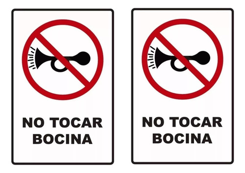 X2 Señalitica No Tocar Bocina Letrero Cartel Placa 30cmx20cm