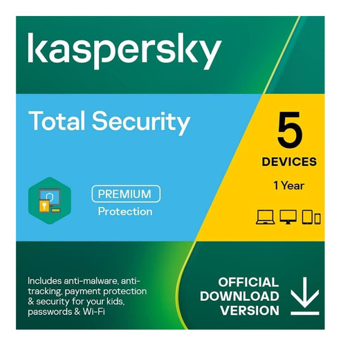 Kaspersky Total Security 5 Dispositivos 1 Ano Envio Imediato