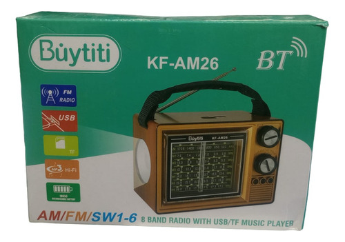Radio Kf-am29 Reproductor Usb Y Micro Sd,bt Cafe/ Negro