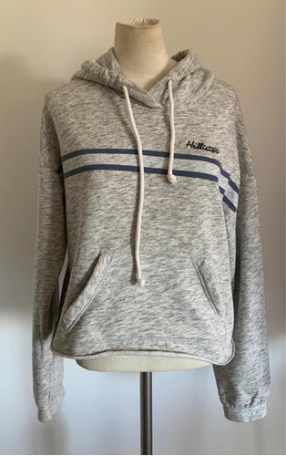 Hollister. Buzo Con Capucha Gris. Talle S