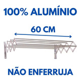 Varal Sanfonado Parede Aluminio Retratil 60 Cm Apartamento