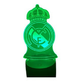 Lámpara 3d Fútbol Real Madrid Rgb Con Control 16 Colores