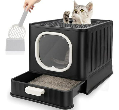 Caja De Arena Para Gatos Plegable Con Tapa Y Asa, Entrada Fr