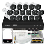 Kit Dvr Intelbras 16 Canais H.265 16 Câmeras Full Hd 20m 1tb