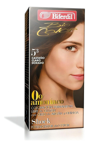  Biferdil Tintura Kit Amoniaco 0 % - Vegano Tono 5.3 Castaño Claro Dorado