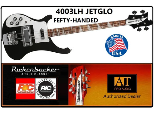 Rickenbacker 4003 Lefty-handed Baixo Preto Case Original Usa