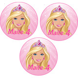 Barbie Etiquetas Personalizadas Circulares, Candy Bar