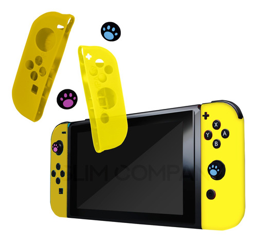 Funda Silicon Para Joy-con Nintendo Switch Goma Thumb Stick Color Amarillo