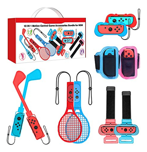Uxilep Switch Sports Accessories Bundle,10 In 1 Family Acce.