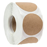 1 Rollo De Etiquetas De Papel Kraft Con Círculos Naturales,