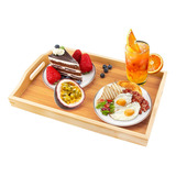 (l) Bandeja Para Servir Desayuno Rectangular De Madera Con A