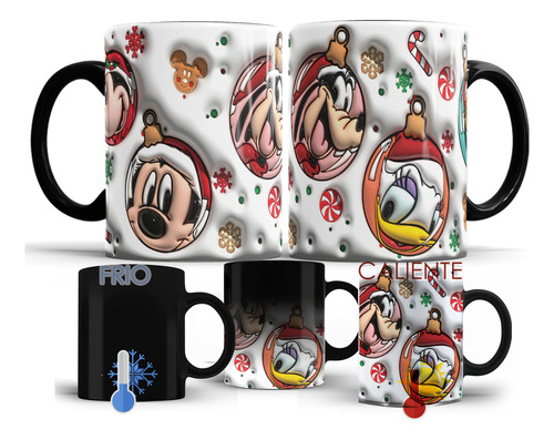 Taza Mágica Navideña En 3d Mickey Mouse Personalizada M425