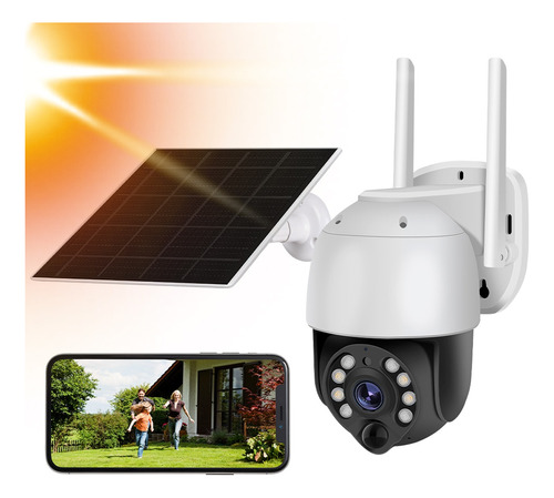 Solar Cámara De Seguridad 3mp Hd Wifi Ptz Con Baterías