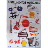 Lámina Educativa Intrumentos Musicales 68x50cm Bifaz Mc