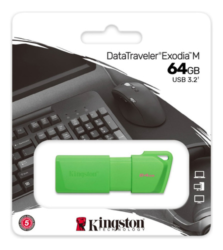 Memoria Flash Usb Kingston De 64 Gb 3.2 Exodia M Verde