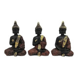 Adorno Trio Budas Ceramica Preto Youbai 7cm