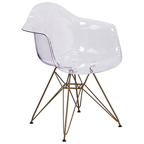 Silla Lateral Transparente De Allure Base Dorada