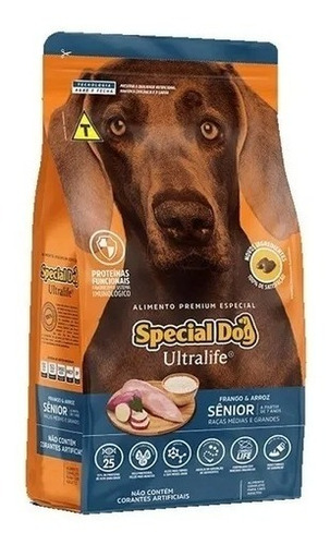 Alimento Special Dog Premium Especial Ultralife Para Cão Senior De Raça Média E Grande Sabor Frango E Arroz Em Sacola De 15kg