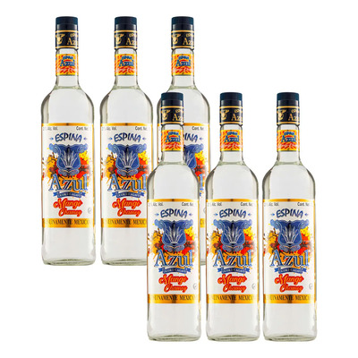 Six Pack Licor De Agave Espina Azul Mango Chamoy 1000 Ml