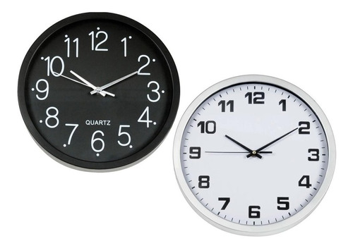 Relógio De Parede Redondo Black Preto 30cm