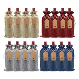 16 Bolsas De Regalo Yute Reutilizable Porta Botellas De Vino