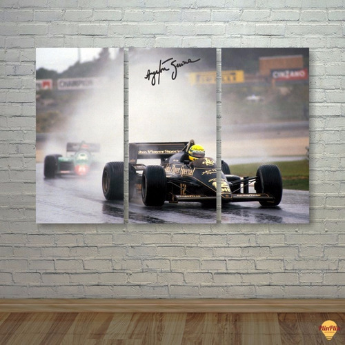 Quadro Ayrton Senna - Pista Molhada Chuva Lotus Paredebonita