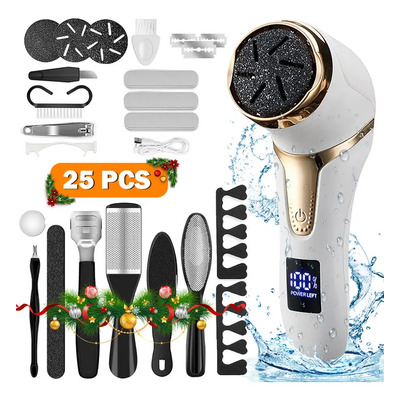 All-In Set eléctrico removedor de callos, exfoliante de 25 piezas con función de eliminación de caspa, kit de pedicura portátil recargable, incluye 3 cabezales de limpieza y una pantalla LCD | MercadoLibre