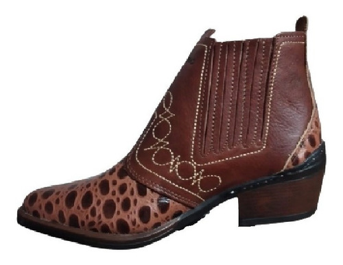 Bota Country Cowboy De Couro Legítimo Cor Marrom Croco Cafe