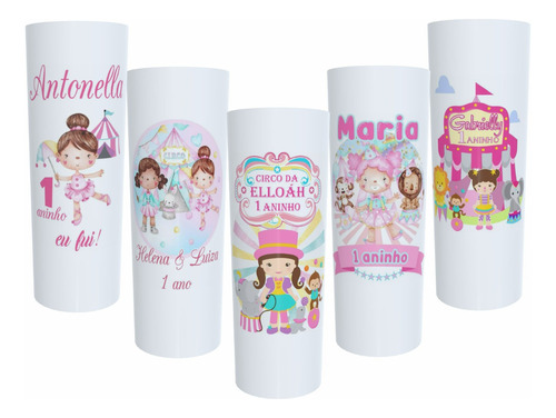 30 Copos Long Drink 350ml Personalizados - Circo Rosa