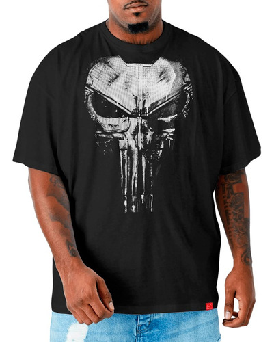 Camiseta Justiceiro Plus Size Camisa Punisher Com Caveira