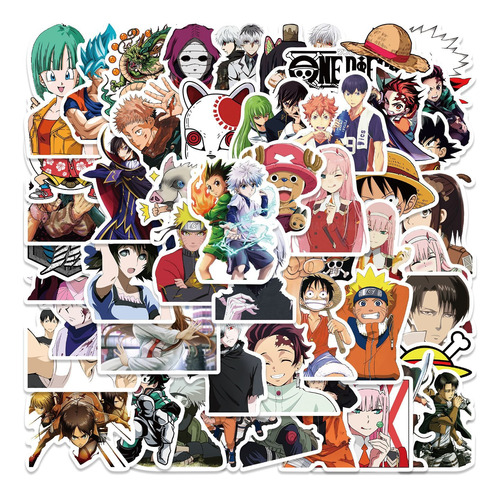 Anime Variado Mixto 50 Calcomanias Stickers Pvc Contra Agua