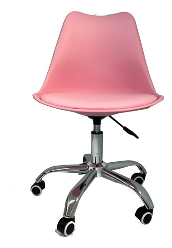 Silla Estilo Eames De Oficina Acojinada Color Rosa