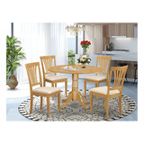 East West Furniture Dlav5-oak-c - Juego De Mesa Redonda Y 4.