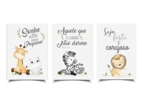 Quadro Decorativo Quarto Bebê Menino Safari Animais 20x30cm