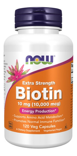 Biotin 10mg (10.000mcg) 120 Caps Now Foods Importado Biotina