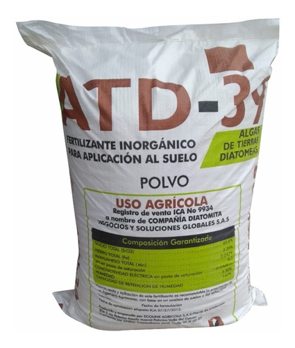  Tierra De Diatomeas Diatomita Bulto De 25 Kg Reg Ica