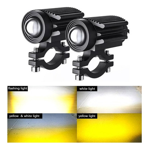 Par Faro Led Exploradora Laser Blanco Amarillo Estrobo Moto